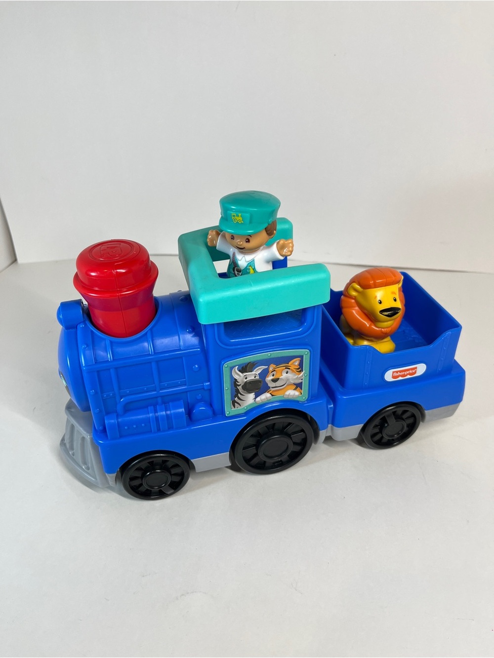 2019 Fisher Price Little People Animal Train Conductor & Lion Set Push Along Toy